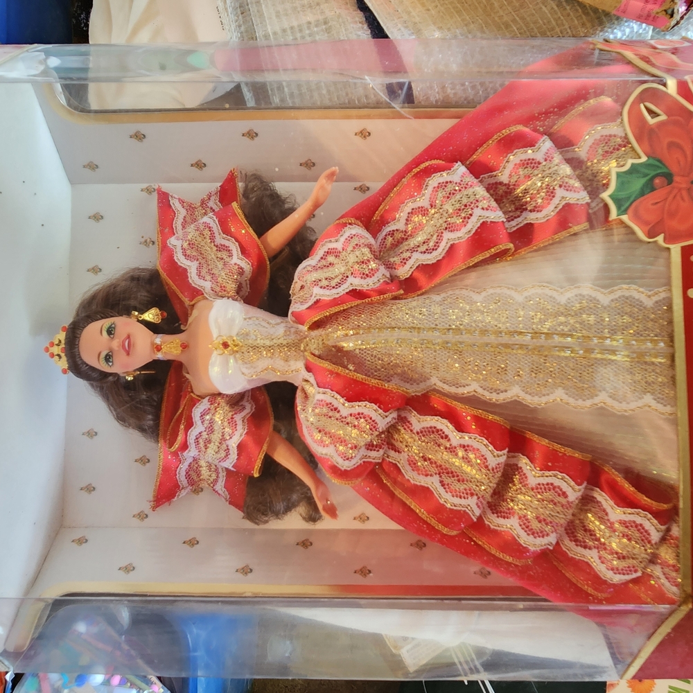 Festive Red and Gold Holiday Doll